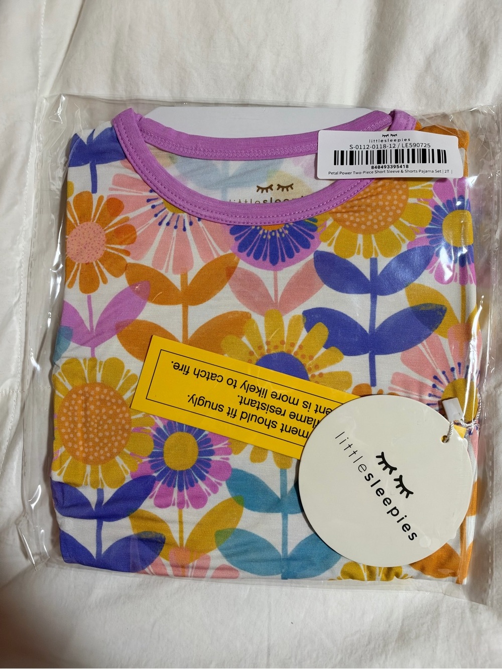 Little Sleepies Floral Short Sleeve Tee - Purple, Yellow, Orange, Pink, Blue